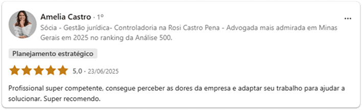 Depoimento de Amelia Castro sobre planejamento estratégico.