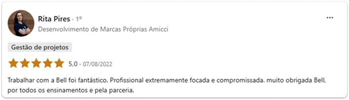 Depoimento de Rita Pires sobre gestão de projetos.