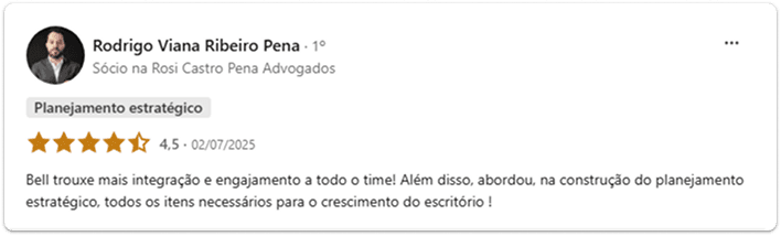 Depoimento de cliente sobre o processo de consultoria.