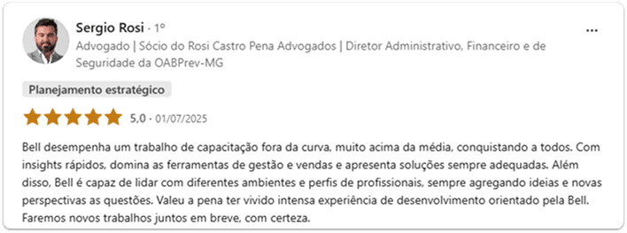 Depoimento de cliente sobre resultados após o processo.